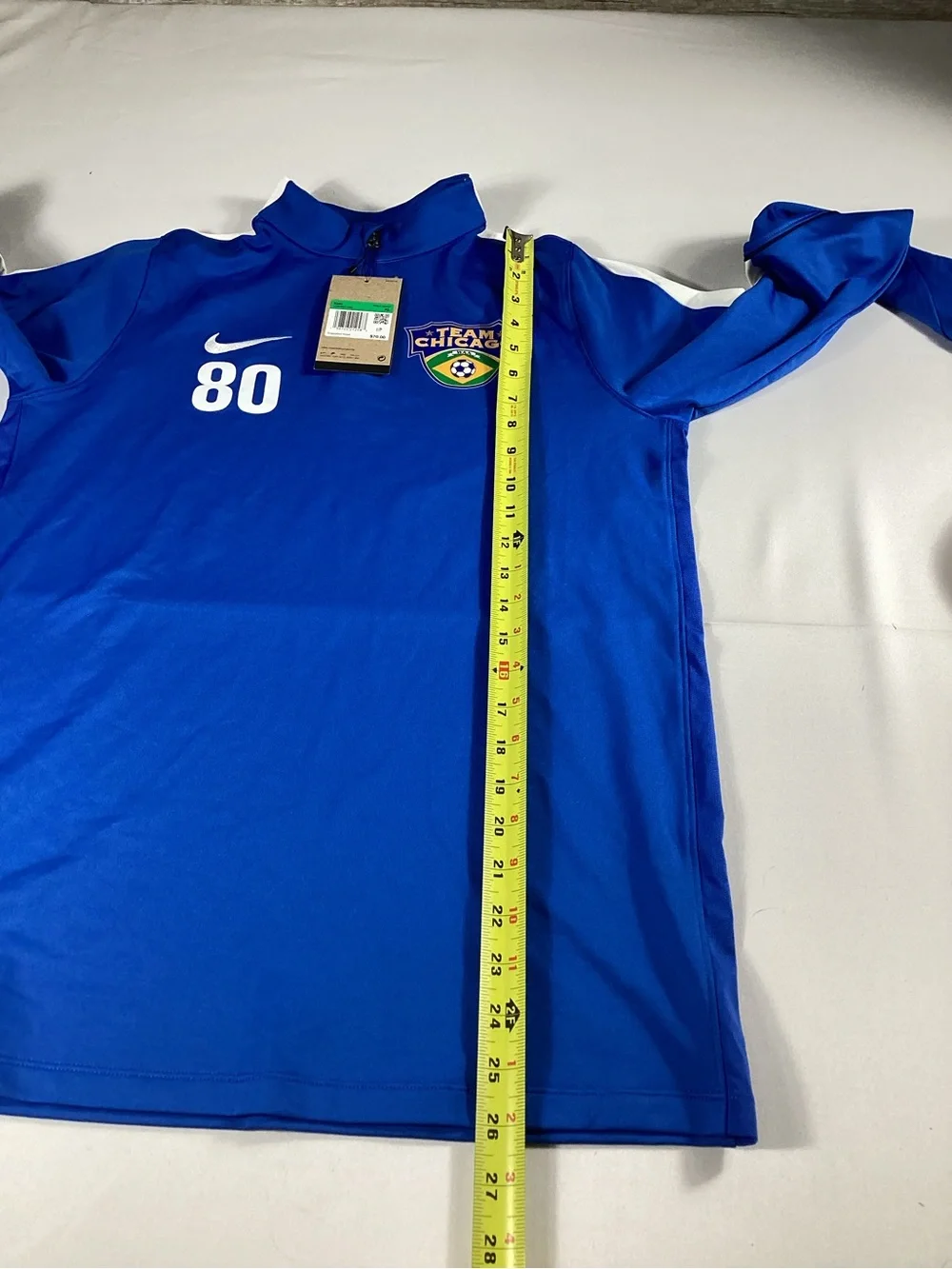 Nike Royal Blue Long Sleeve Soccer Training Top with White Accents